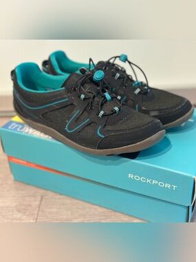 Rockport Women Black & Teal lightweight truwalk zero Sneakers 6.5M